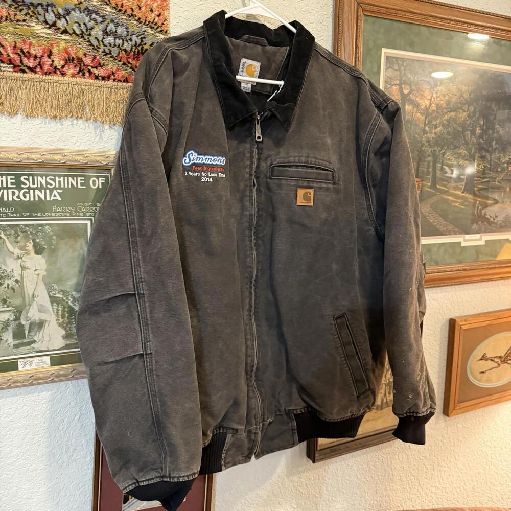 Vintage RARE Carhartt Bankston‎ Flannel Lined Black Men’s Jacket Size 3XL - Picture 2 of 6